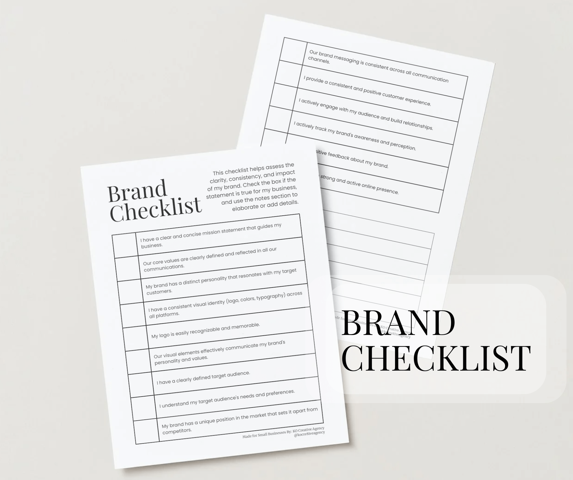 Brand Checklist - KO Creative AgencyPrintable