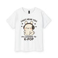 Load image into Gallery viewer, Can't Hear You I'm Listening to K - Pop Youth TeeKids clothesKO Creative Agency LLCWhiteS
