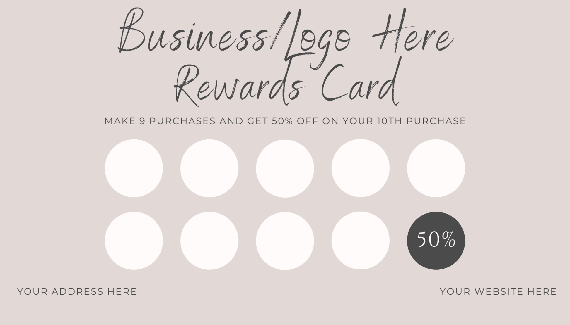 Customizable Rewards Card Template - KO Creative AgencyPrintable